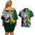 Custom New Zealand and South Africa Rugby Couples Matching Off Shoulder Short Dress and Hawaiian Shirt Silver Fern Protea Pattern World Cup 2023 - Wonder Print Shop