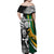 Custom New Zealand and South Africa Rugby Family Matching Off Shoulder Maxi Dress and Hawaiian Shirt Silver Fern Protea Pattern World Cup 2023 - Wonder Print Shop