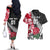 Custom New Zealand and England Rugby Couples Matching Off The Shoulder Long Sleeve Dress and Hawaiian Shirt Silver Fern With Red Rose World Cup 2023 - Wonder Print Shop