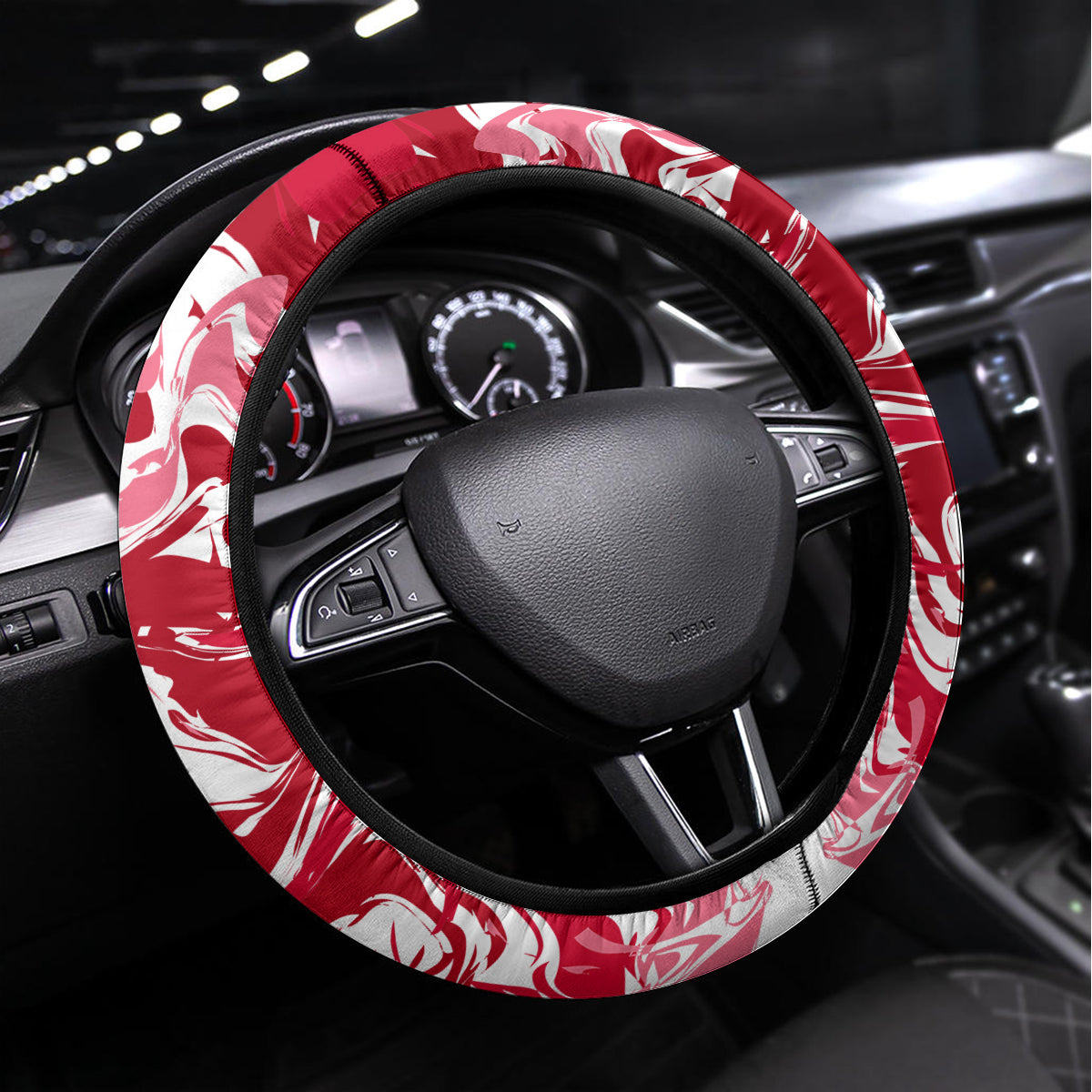 New Zealand and England Rugby Steering Wheel Cover Silver Fern With Red Rose World Cup 2023