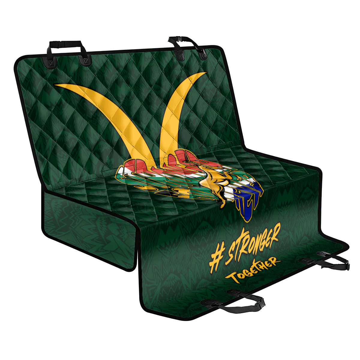 Custom South Africa Rugby Back Car Seat Cover Stronger Together Stronger Forever Bokke World Cup 2023 - Wonder Print Shop