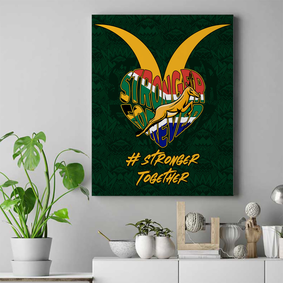 Custom South Africa Rugby Canvas Wall Art Stronger Together Stronger Forever Bokke World Cup 2023 - Wonder Print Shop