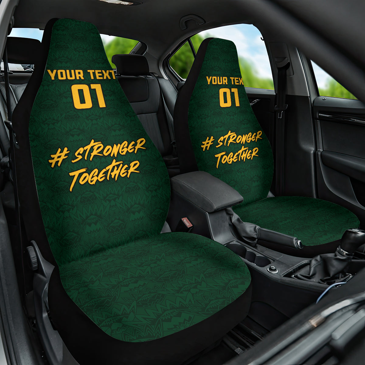 Custom South Africa Rugby Car Seat Cover Stronger Together Stronger Forever Bokke World Cup 2023 - Wonder Print Shop