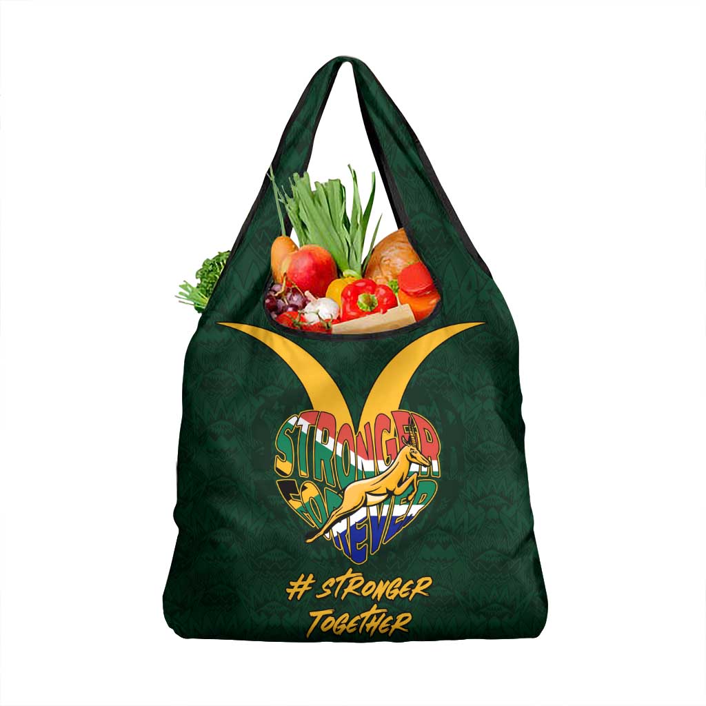 Custom South Africa Rugby Grocery Bag Stronger Together Stronger Forever Bokke World Cup 2023