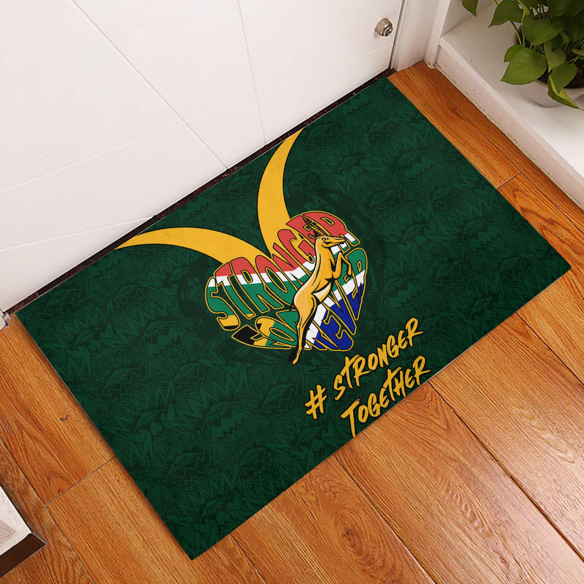 Custom South Africa Rugby Rubber Doormat Stronger Together Stronger Forever Bokke World Cup 2023 - Wonder Print Shop