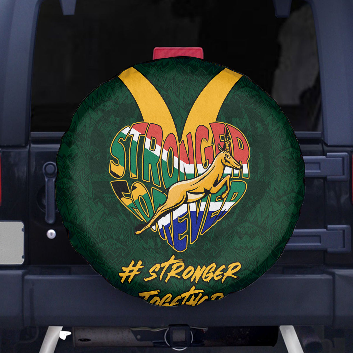 Custom South Africa Rugby Spare Tire Cover Stronger Together Stronger Forever Bokke World Cup 2023 - Wonder Print Shop