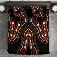 Black African dashiki pattern bedding set with central elephant motif and matching pillows