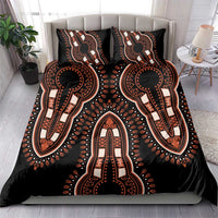Black African dashiki pattern bedding set with large tribal elephant figures and two pillows