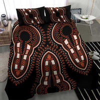 Black African dashiki pattern bedding set featuring tribal elephant figures on duvet and pillow