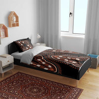 Black African dashiki pattern bedding set with elephant motif duvet and two accent pillows