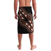 Black sarong skirt with paisley dashiki print and wrap tie at waistband
