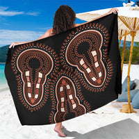 Black sarong with ornate elephant dashiki pattern and wide circular motifs
