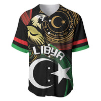 Black Libya baseball jersey with eagle, crescent and star graphics, red-green stripes
