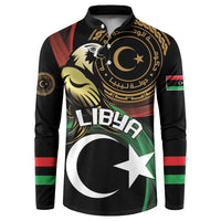 Black button sweatshirt with Libya emblem, crescent star, and eagle graphic, long sleeves