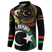 Black button sweatshirt with Libya emblem and eagle graphic, front view with crescent star