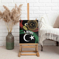 Libya canvas wall art on wooden easel with eagle, crescent and star design