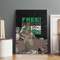 Framed black canvas wall art with green "FREE!" over a warrior and rubble background