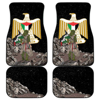 Set of four black car floor mats with Eagle of Saladin emblem and rock pattern