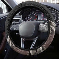 Black steering wheel cover with stitched edge and patterned lower panel