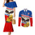 Serbia and Montenegro National Day Couples Matching Mermaid Dress and Long Sleeve Button Shirt Eagle With Mimosa Flower