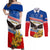 Serbia and Montenegro National Day Couples Matching Off Shoulder Maxi Dress and Long Sleeve Button Shirt Eagle With Mimosa Flower - Wonder Print Shop