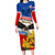 Serbia and Montenegro National Day Family Matching Long Sleeve Bodycon Dress and Hawaiian Shirt Eagle With Mimosa Flower - Wonder Print Shop