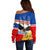 Serbia and Montenegro National Day Off Shoulder Sweater Eagle With Mimosa Flower - Wonder Print Shop