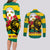 Togo Independence Day Couples Matching Long Sleeve Bodycon Dress and Long Sleeve Button Shirt Lion With Rosa Flag Style - Wonder Print Shop