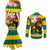 Togo Independence Day Couples Matching Mermaid Dress and Long Sleeve Button Shirt Lion With Rosa Flag Style