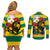 Togo Independence Day Couples Matching Off Shoulder Short Dress and Long Sleeve Button Shirt Lion With Rosa Flag Style - Wonder Print Shop