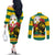 Togo Independence Day Couples Matching Off The Shoulder Long Sleeve Dress and Long Sleeve Button Shirt Lion With Rosa Flag Style