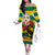 Togo Independence Day Family Matching Off Shoulder Long Sleeve Dress and Hawaiian Shirt Lion With Rosa Flag Style - Wonder Print Shop