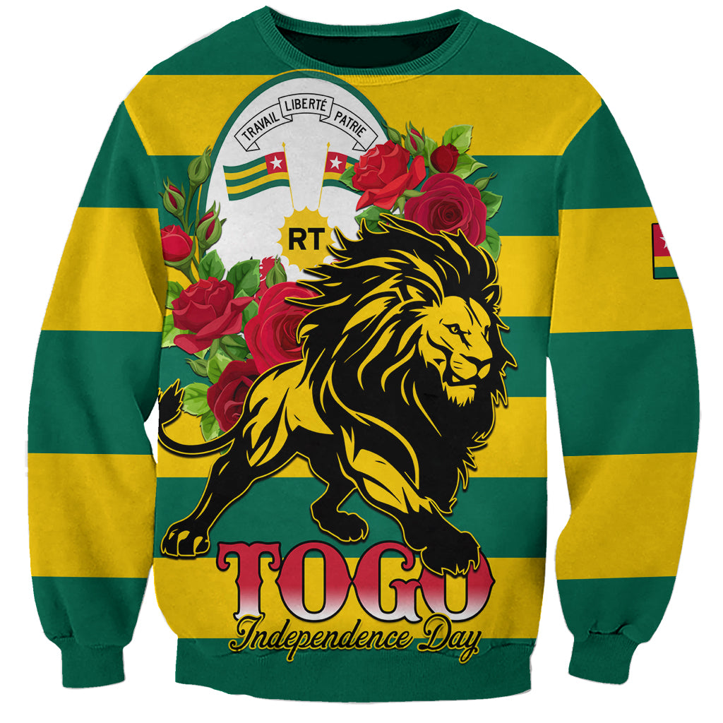 Togo Independence Day Sweatshirt Lion With Rosa Flag Style - Wonder Print Shop