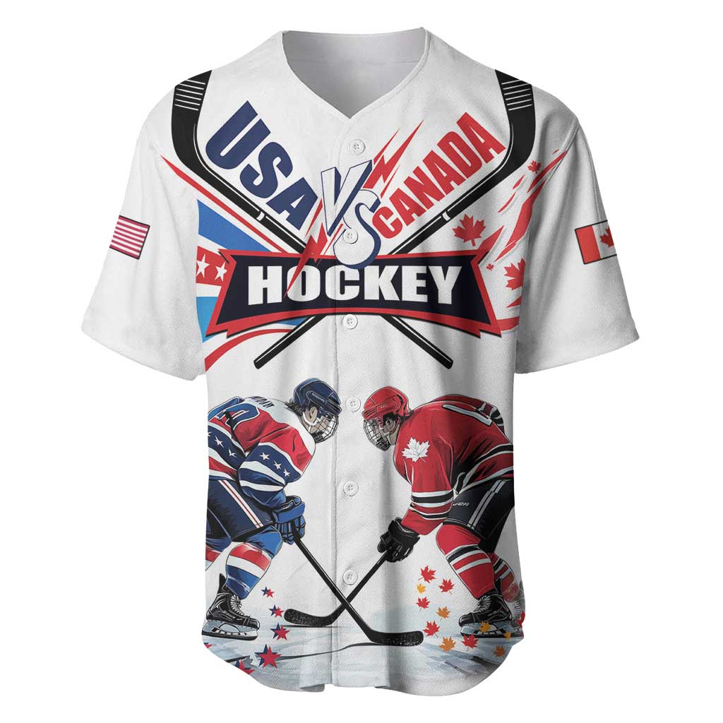 Custom USA vs Canada Ice Hockey Face Off Baseball Jersey Stars Maple Leaf