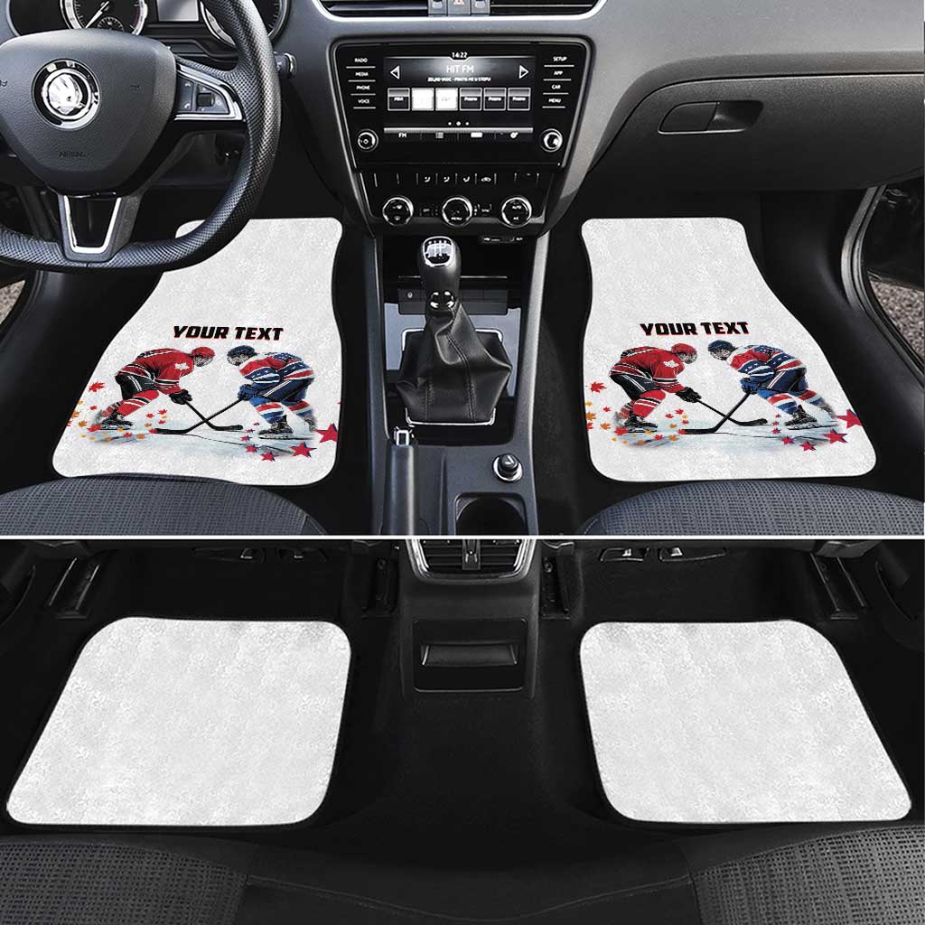 USA vs Canada Ice Hockey Face Off Car Mats Stars Maple Leaf