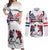 Custom USA vs Canada Ice Hockey Face Off Couples Matching Off Shoulder Maxi Dress and Long Sleeve Button Shirt Stars Maple Leaf