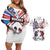 Custom USA vs Canada Ice Hockey Face Off Couples Matching Off Shoulder Short Dress and Hawaiian Shirt Stars Maple Leaf