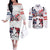 Custom USA vs Canada Ice Hockey Face Off Couples Matching Off The Shoulder Long Sleeve Dress and Long Sleeve Button Shirt Stars Maple Leaf