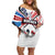 Custom USA vs Canada Ice Hockey Face Off Family Matching Off Shoulder Short Dress and Hawaiian Shirt Stars Maple Leaf