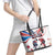 USA vs Canada Ice Hockey Face Off Leather Tote Bag Stars Maple Leaf