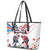 USA vs Canada Ice Hockey Face Off Leather Tote Bag Stars Maple Leaf