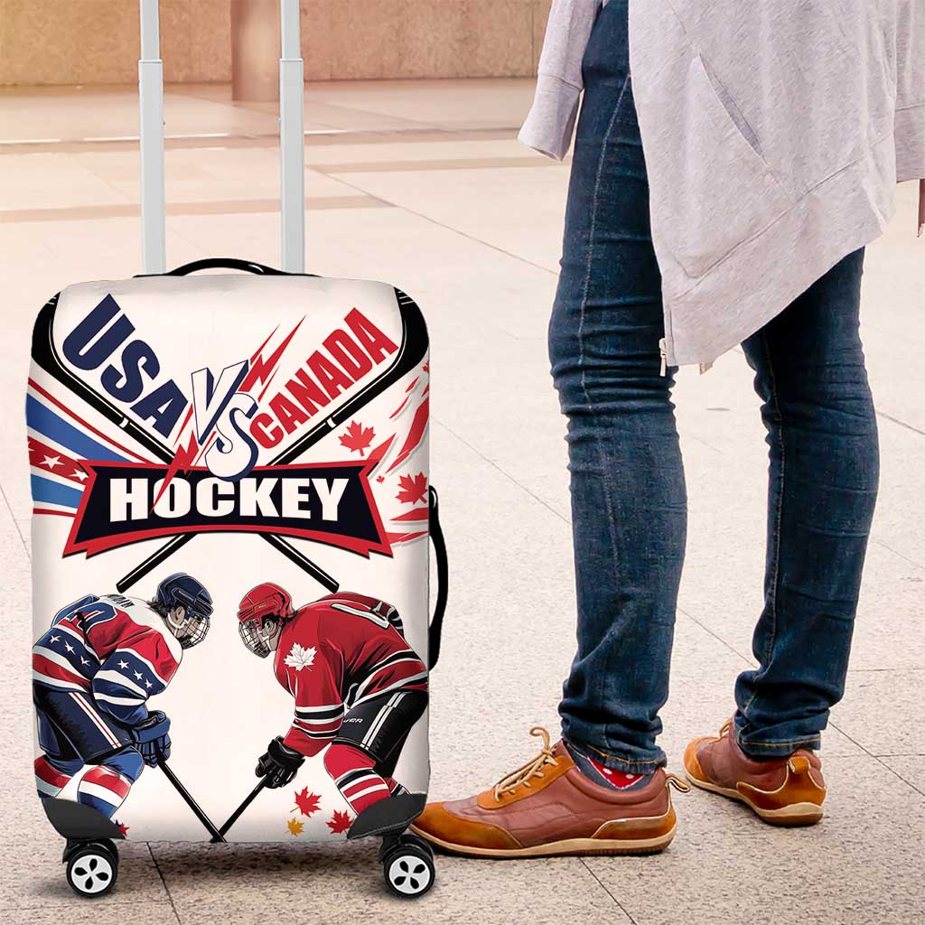 USA vs Canada Ice Hockey Face Off Luggage Cover Stars Maple Leaf