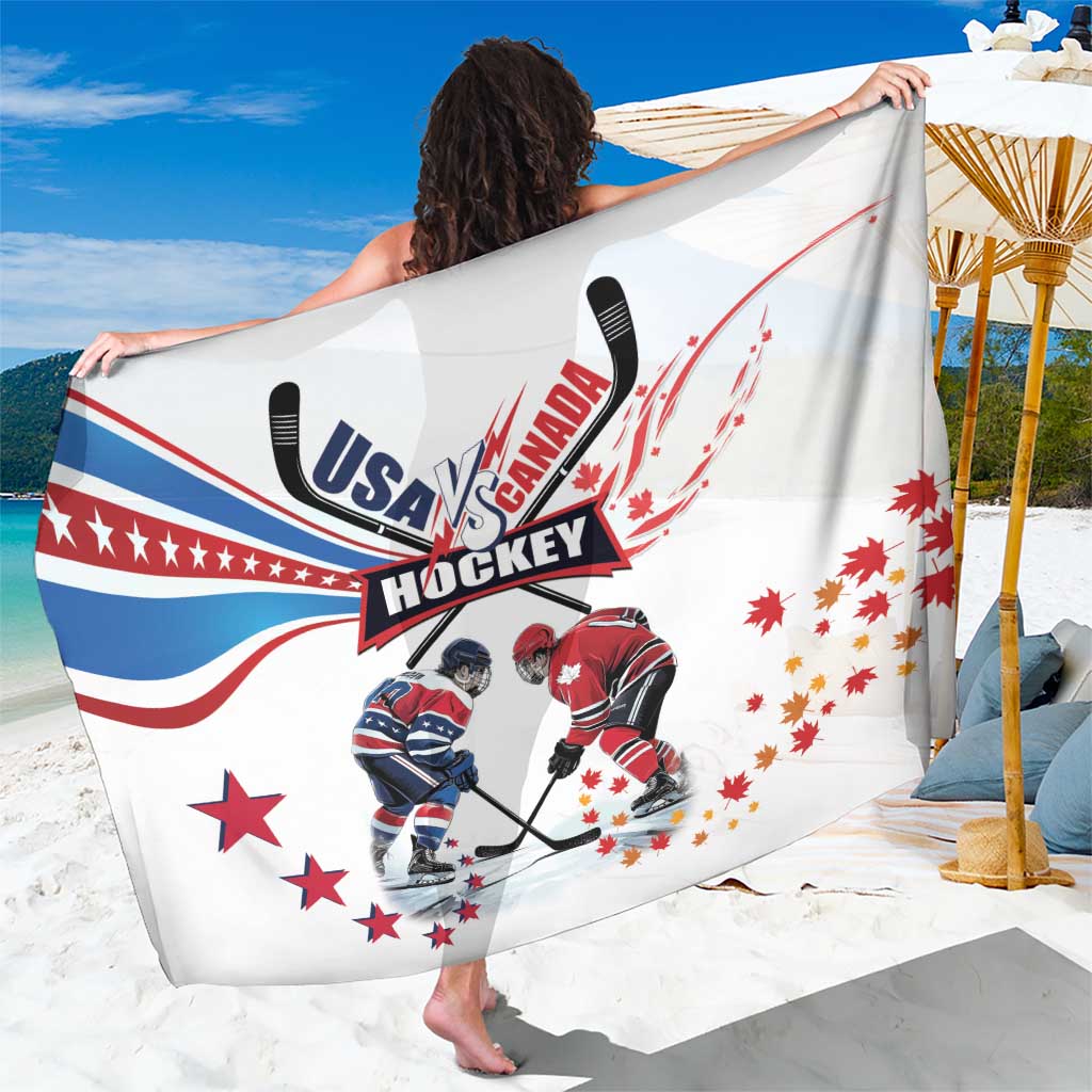 USA vs Canada Ice Hockey Face Off Sarong Stars Maple Leaf