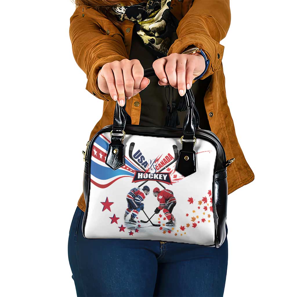 USA vs Canada Ice Hockey Face Off Shoulder Handbag Stars Maple Leaf