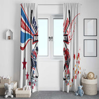 USA vs Canada Ice Hockey Face Off Window Curtain Stars Maple Leaf