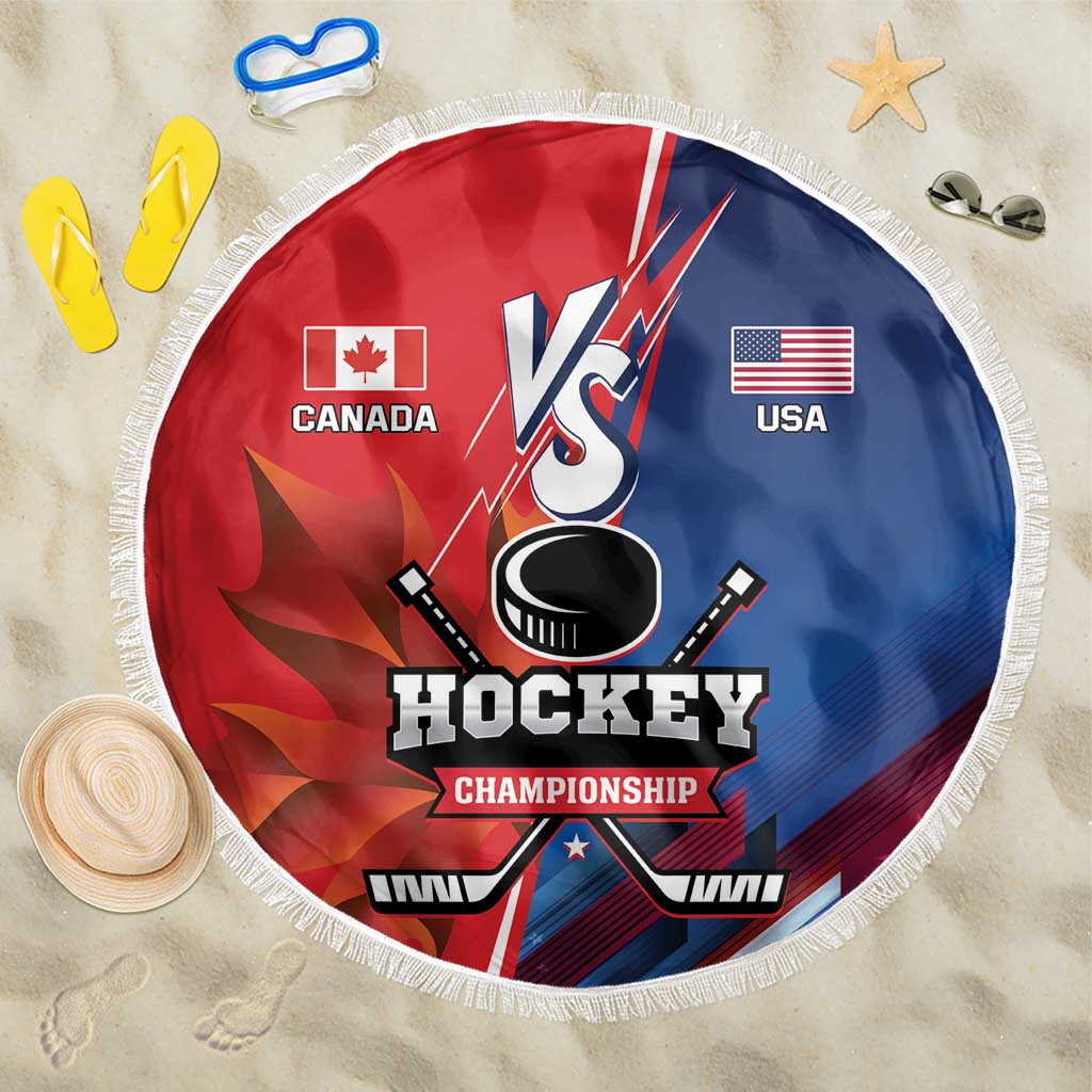 USA vs Canada Ice Hockey Face Off Beach Blanket Hockey Championship