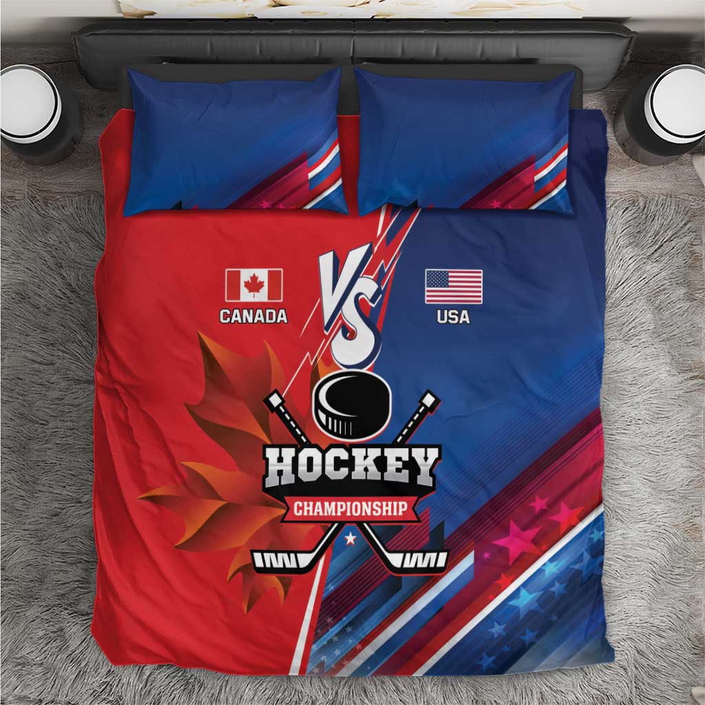 USA vs Canada Ice Hockey Face Off Bedding Set Hockey Championship