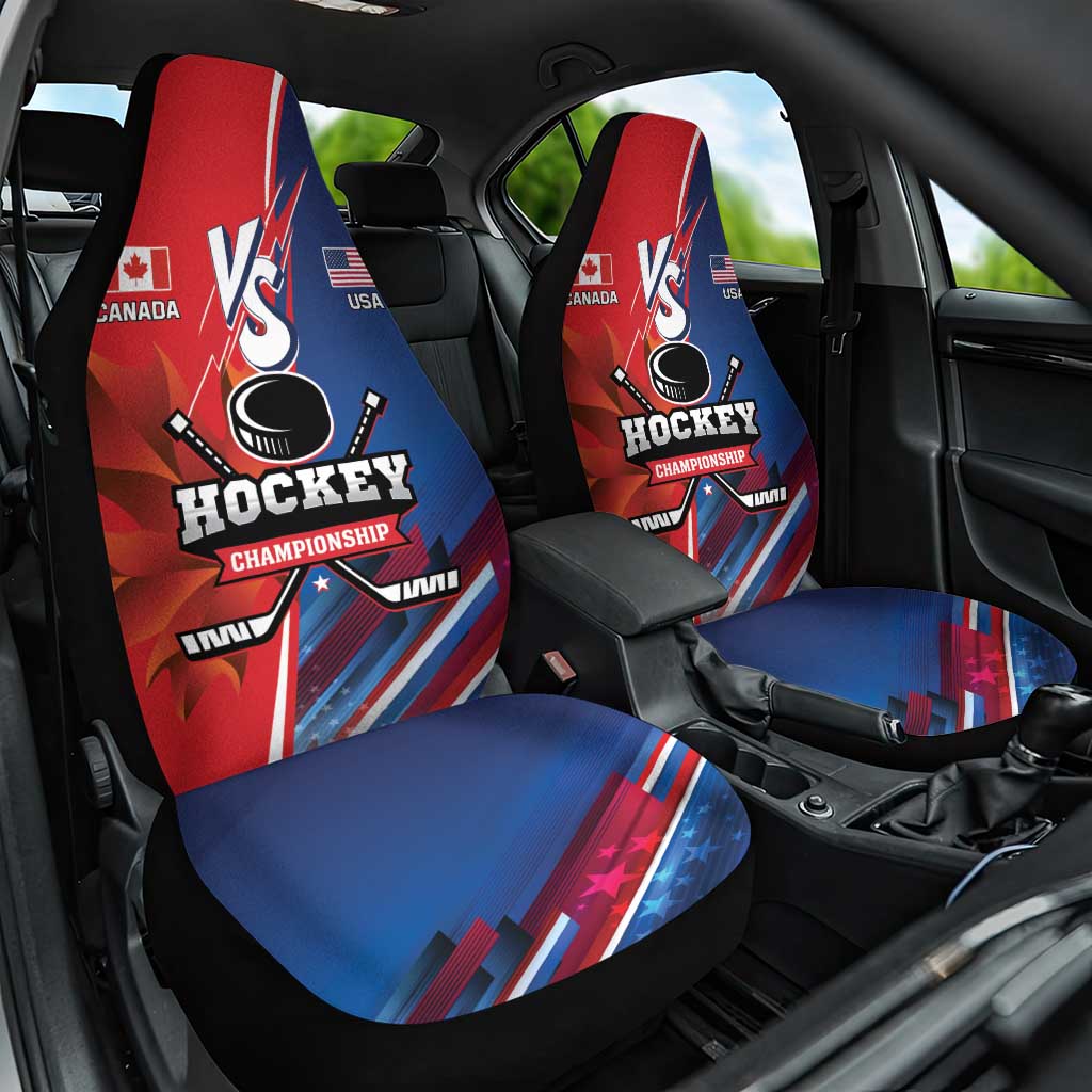 USA vs Canada Ice Hockey Face Off Car Seat Cover Hockey Championship