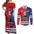 Custom USA vs Canada Ice Hockey Face Off Couples Matching Off Shoulder Maxi Dress and Long Sleeve Button Shirt Hockey Championship