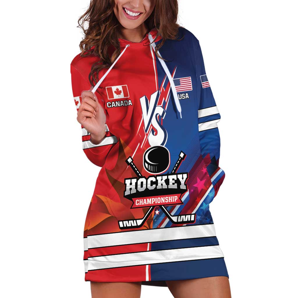 Custom USA vs Canada Ice Hockey Face Off Hoodie Dress Hockey Championship